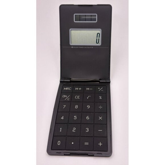 Vintage Micron Technology Solar Power Calculator Black Advertising Curved - Picture 2 of 6